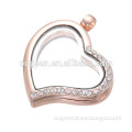 customize logo glasses heart shaped photo frame pendant charms disc gold plating heart rhinestone pendant